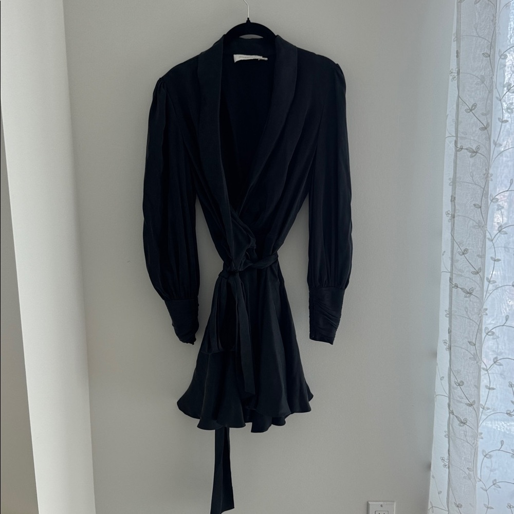Zimmermann Black Wrap Mini Dress - Picture 2 of 4